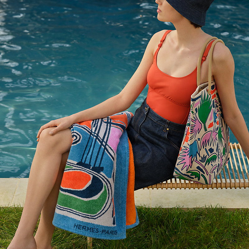 Bolsa de praia Palm Tree - Verde | Hermès Brasil